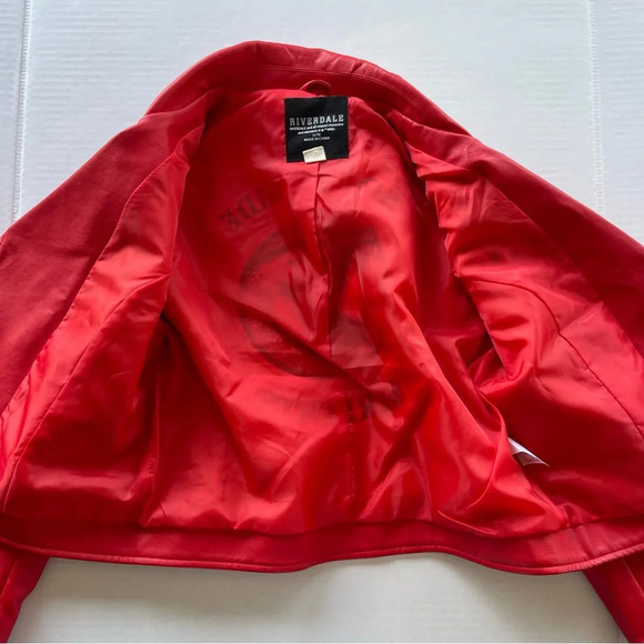 Women's Riverdale Southside Serpents jughead jones Red Leather Biker Jacket SZ S - Picture 9 of 11